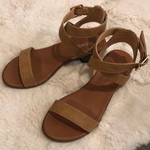 Tan Ankle Strap Open Toe Heeled Sandal